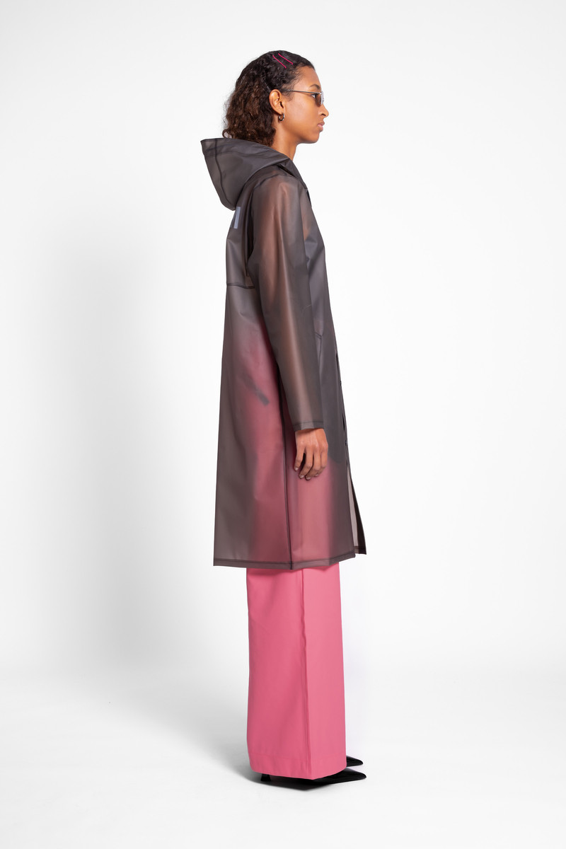 Stockholm Long Print Raincoat Smoke 3