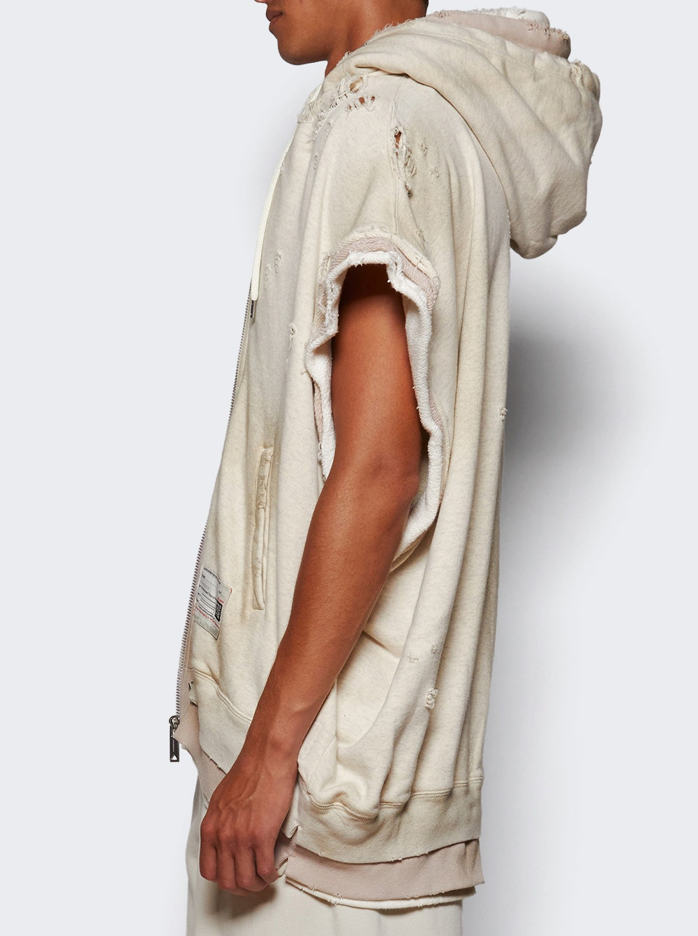 Triple Layered No Sleeve Parka White - 3