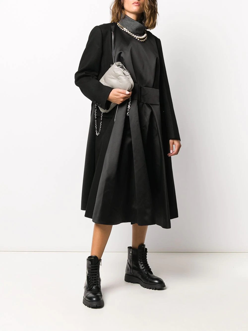 asymmetric zipped coat - 2