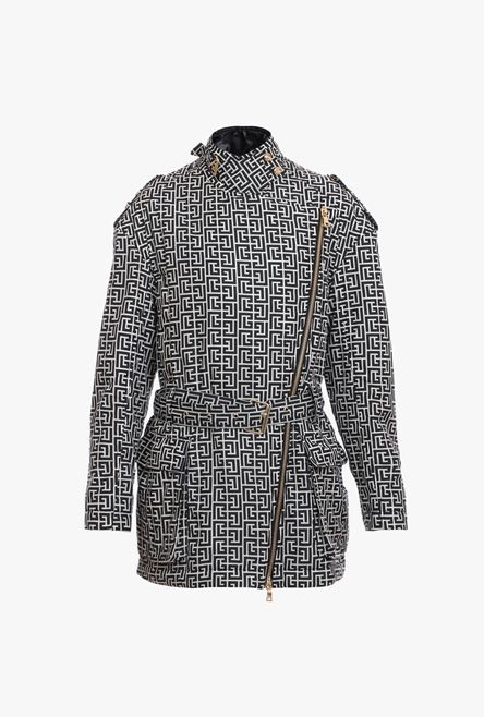 Oversized bicolor jacquard jacket with Balmain monogram - 1
