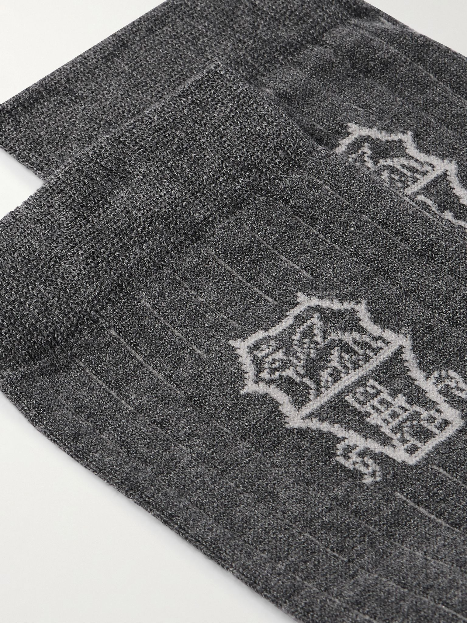 Striped Logo-Jacquard Cotton Socks Gray - 2