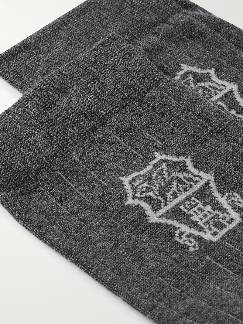 Brunello Cucinelli Striped Logo-Jacquard Cotton Socks Gray outlook