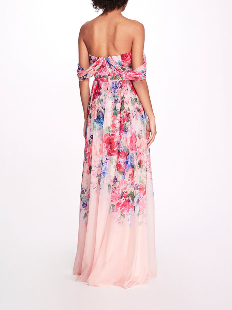 Marchesa CENTER KNOT CHIFFON GOWN outlook