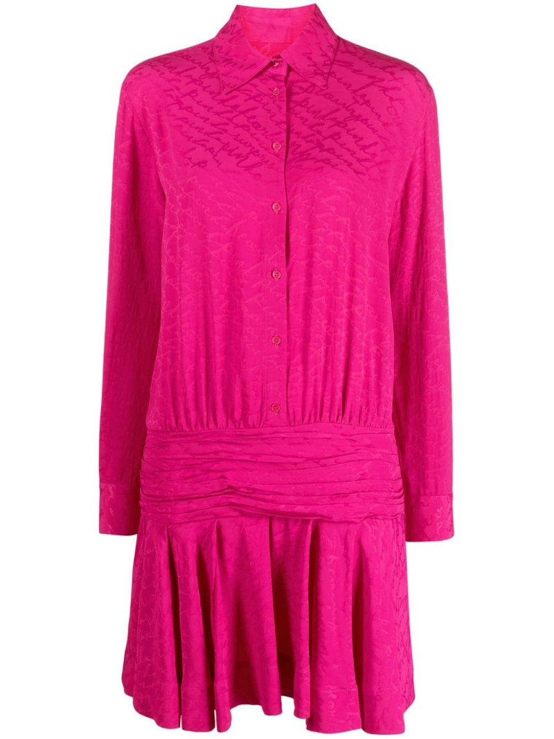 logo-jacquard 주름 셔츠dress 1