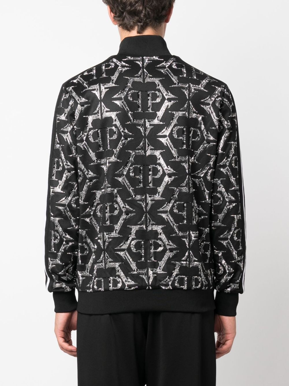 rhinestone-embellished zip-up jacket - 4
