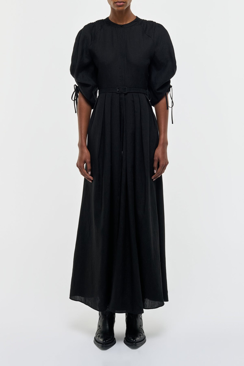 GABRIELA HEARST Linnea Maxi Dress in Black Aloe Linen outlook