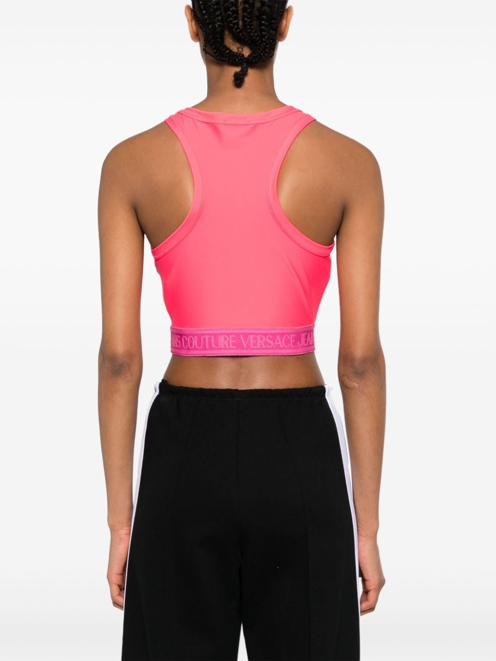 logo-jacquard jersey crop top - 4