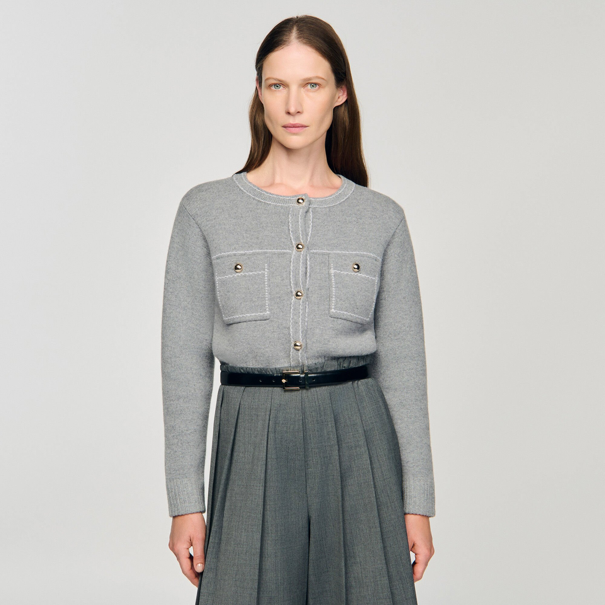 CARDIGAN WITH CONTRAST STITCHING - 4