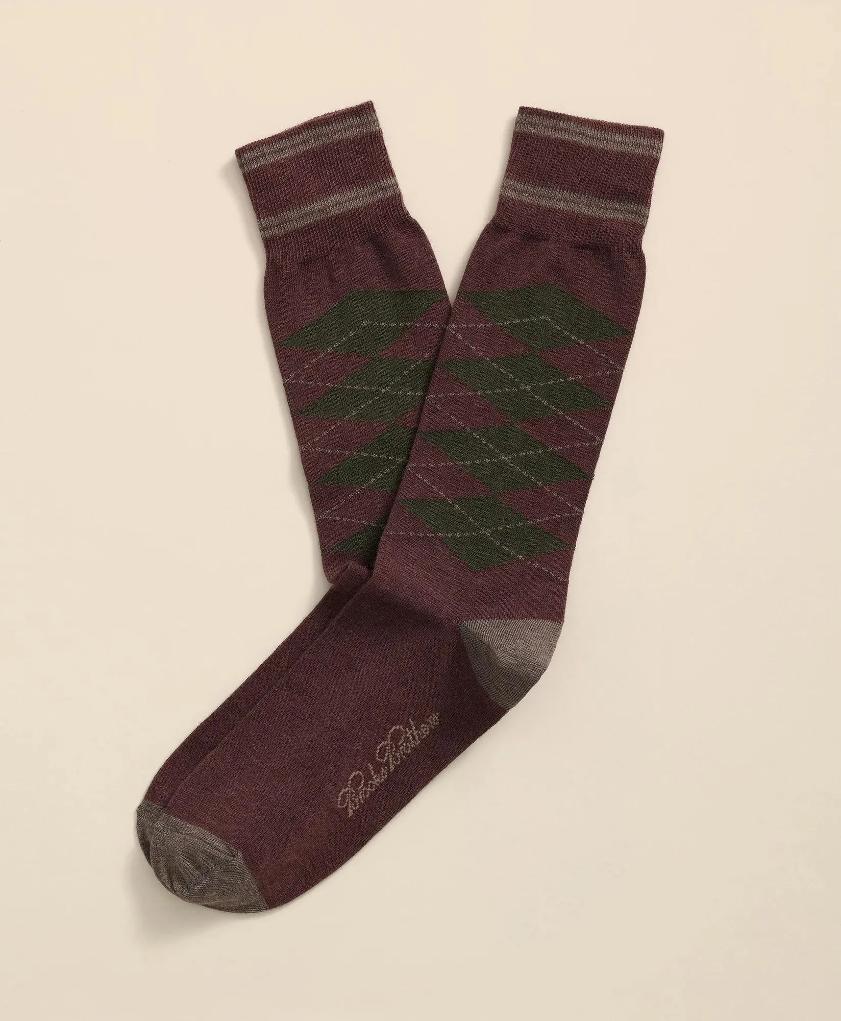 Cotton-Blend Tipped Argyle Socks - 1