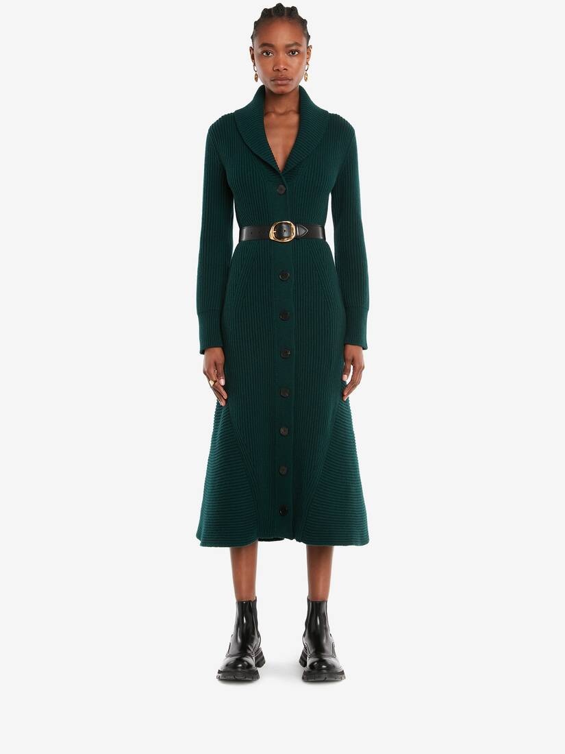 Shawl Collar Coat in Forest Green - 2