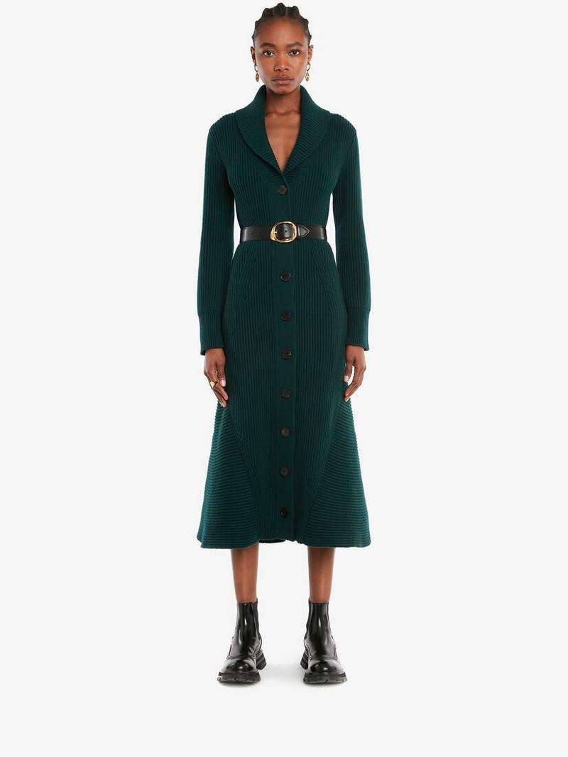 Alexander McQueen Shawl Collar Coat in Forest Green outlook