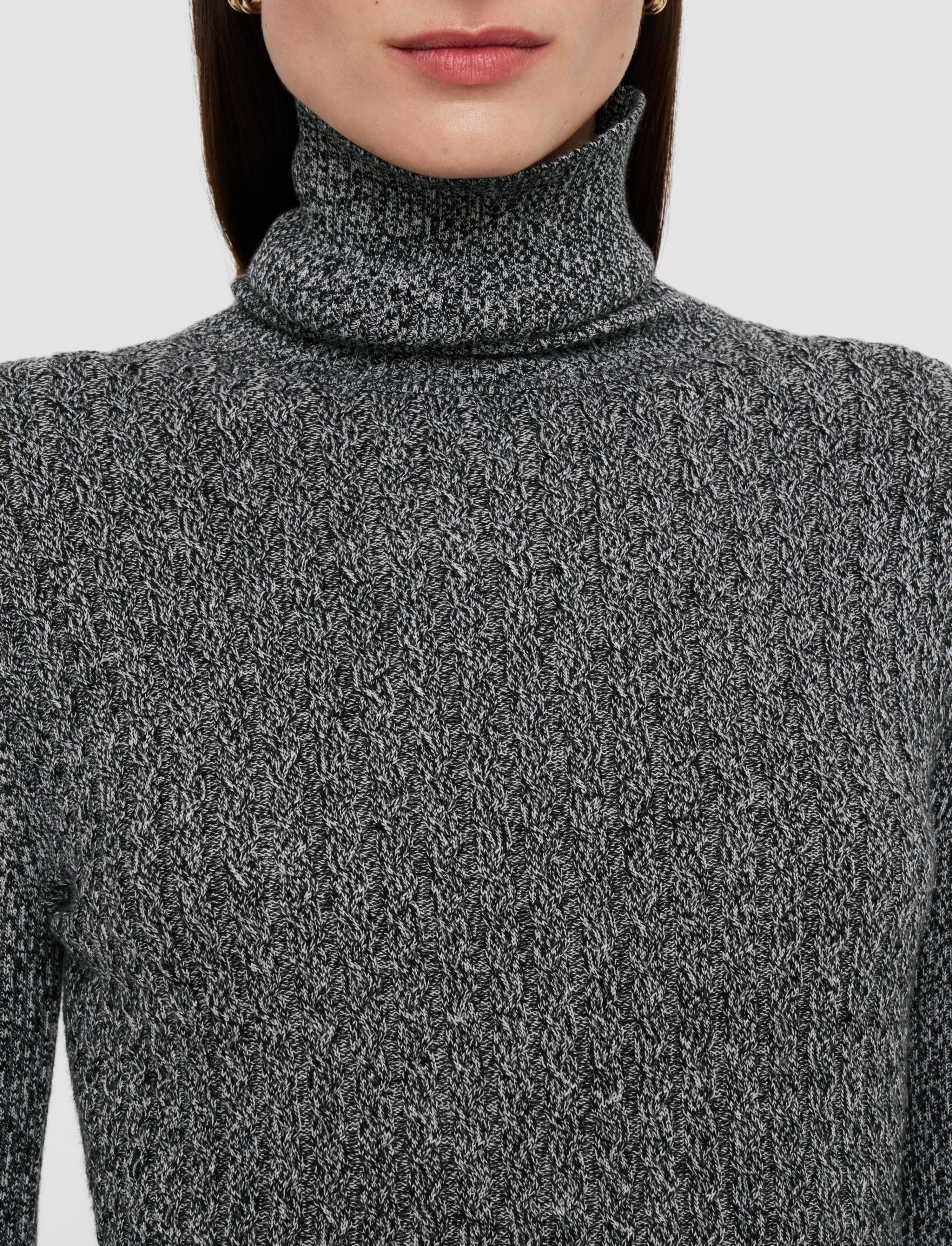 Ribbed Cable Knit High Neck Jumper - 5