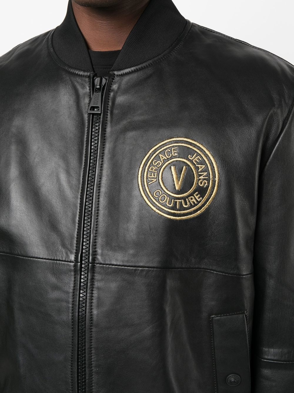 V-Emblem faux-leather bomber jacket - 5