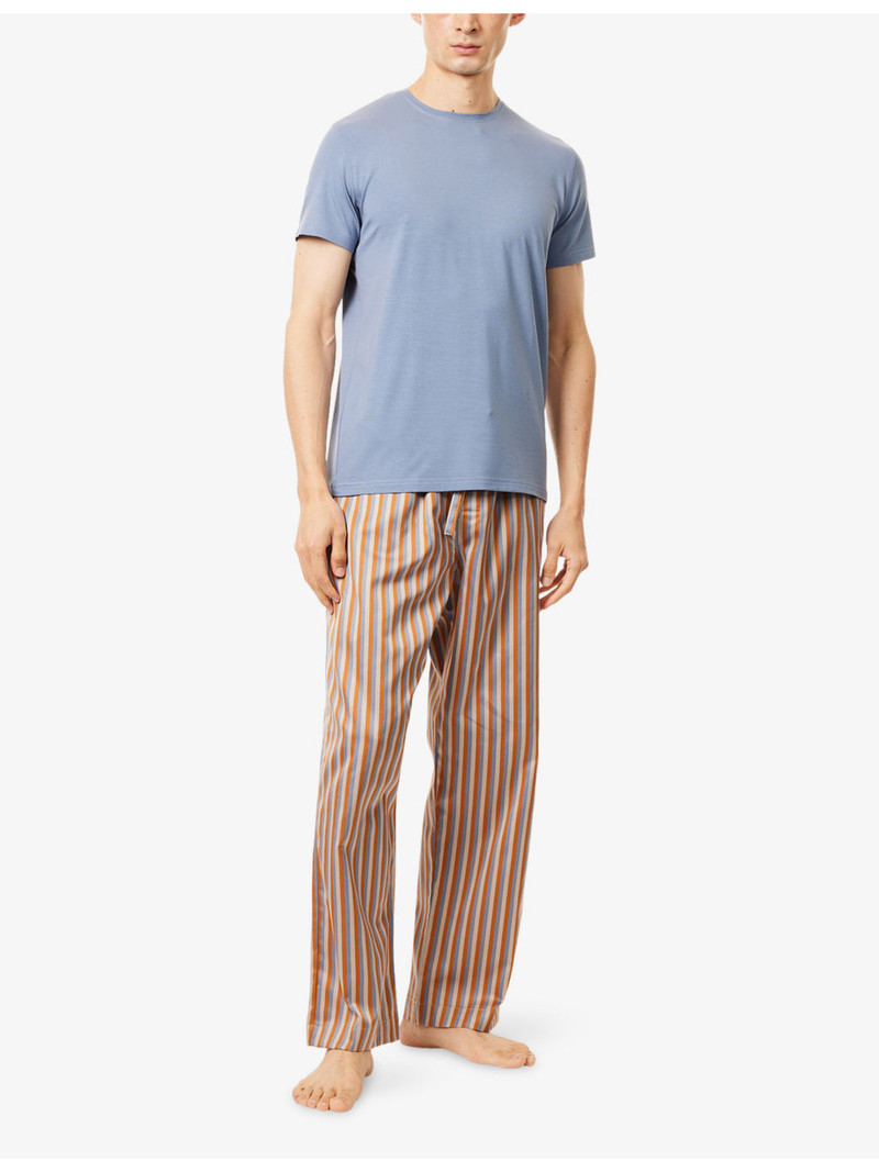 Derek Rose Striped Straight-Leg Cotton-Poplin Pyjama Bottoms outlook