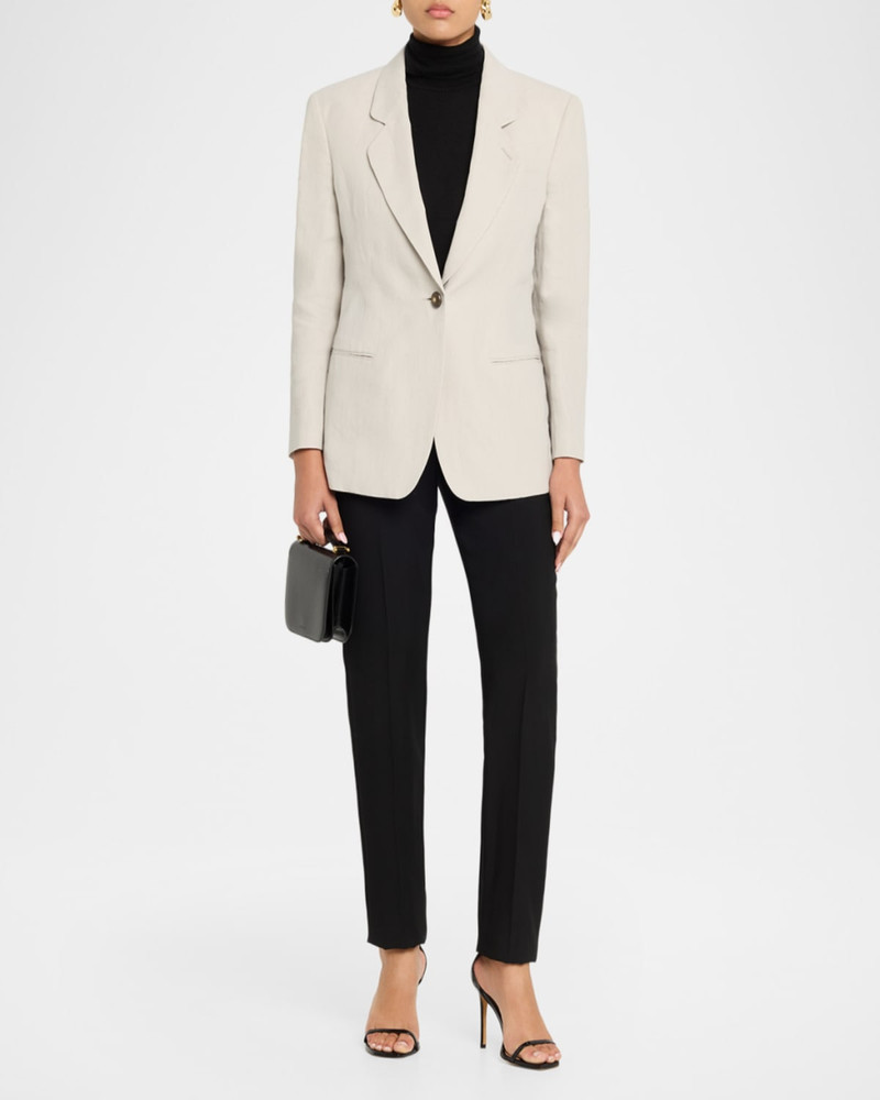 GIORGIO ARMANI Linen Single-Breasted Blazer Jacket outlook