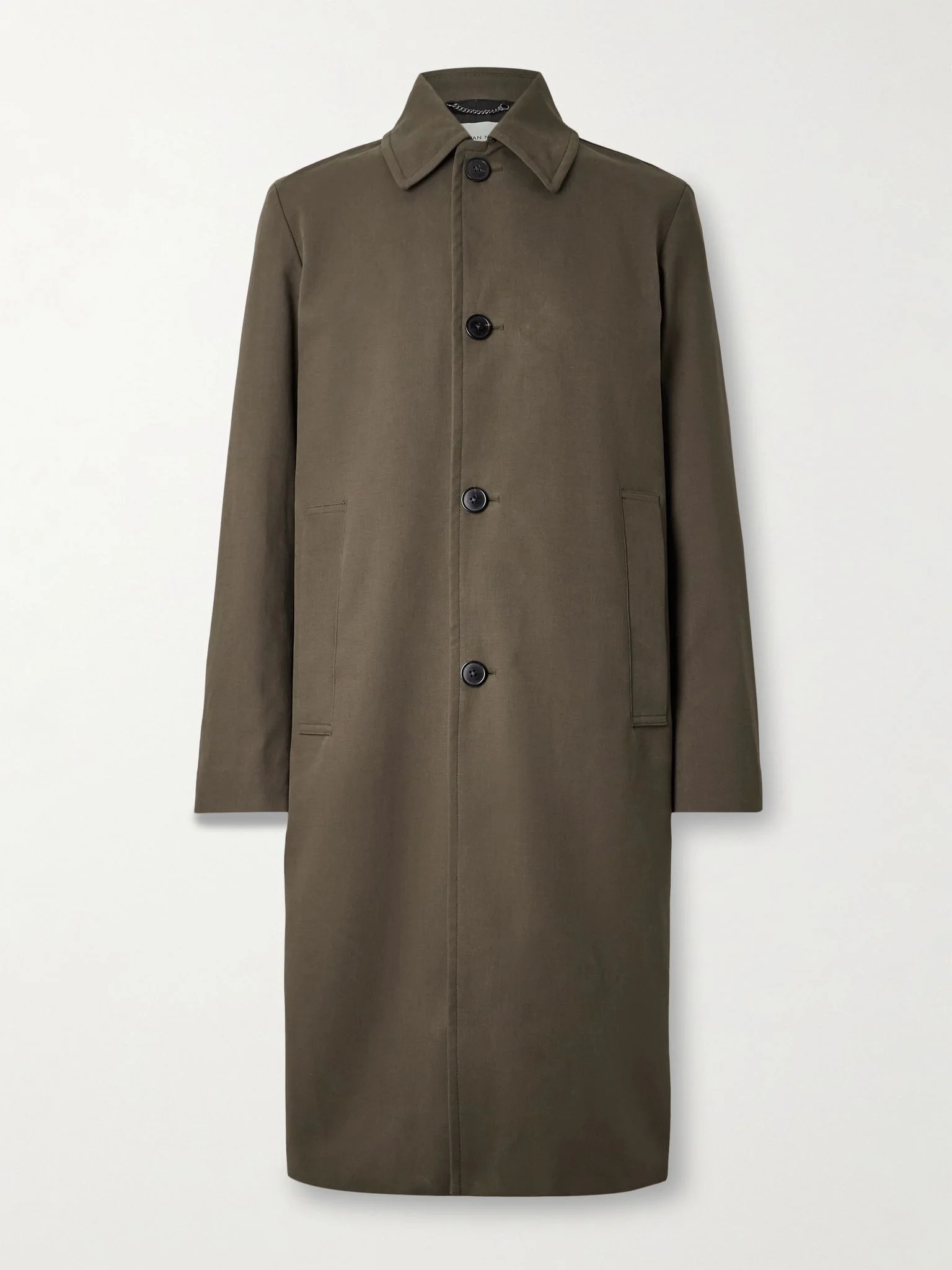 Stretch-Cotton Shell Trench Coat Brown - 1