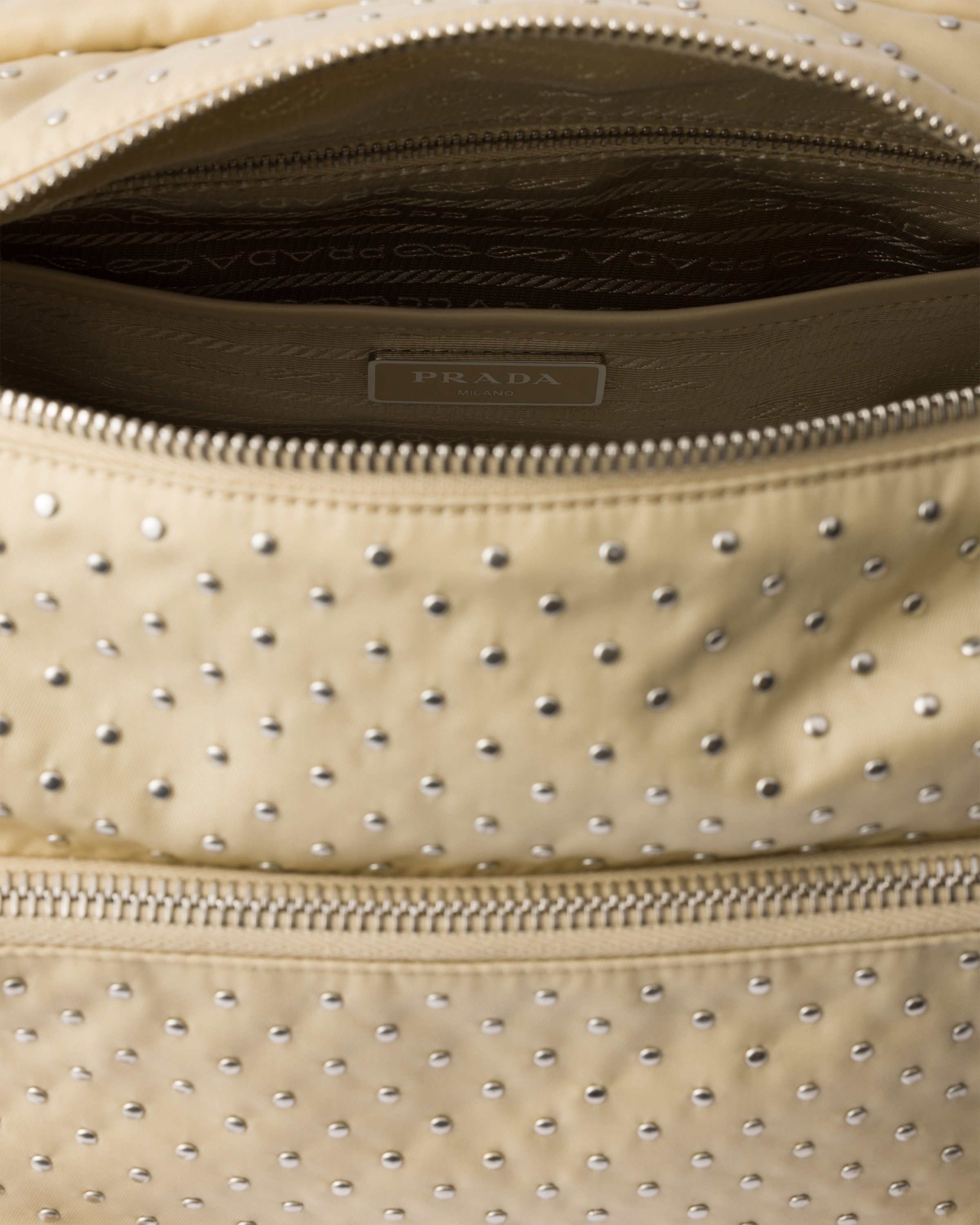Re-Nylon shoulder bag with studs - 4