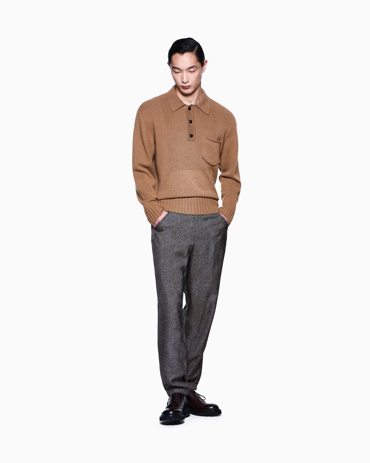 LONG-SLEEVED CASHMERE POLO SHIRT - 2