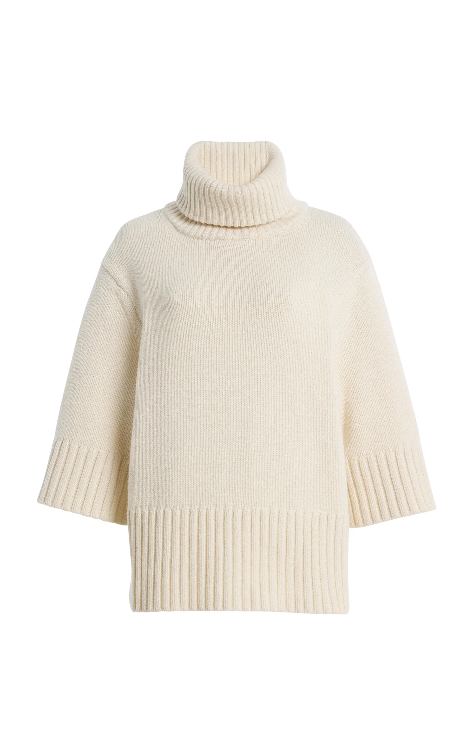 Funnel-Neck Cashmere Sweater ivory - 1