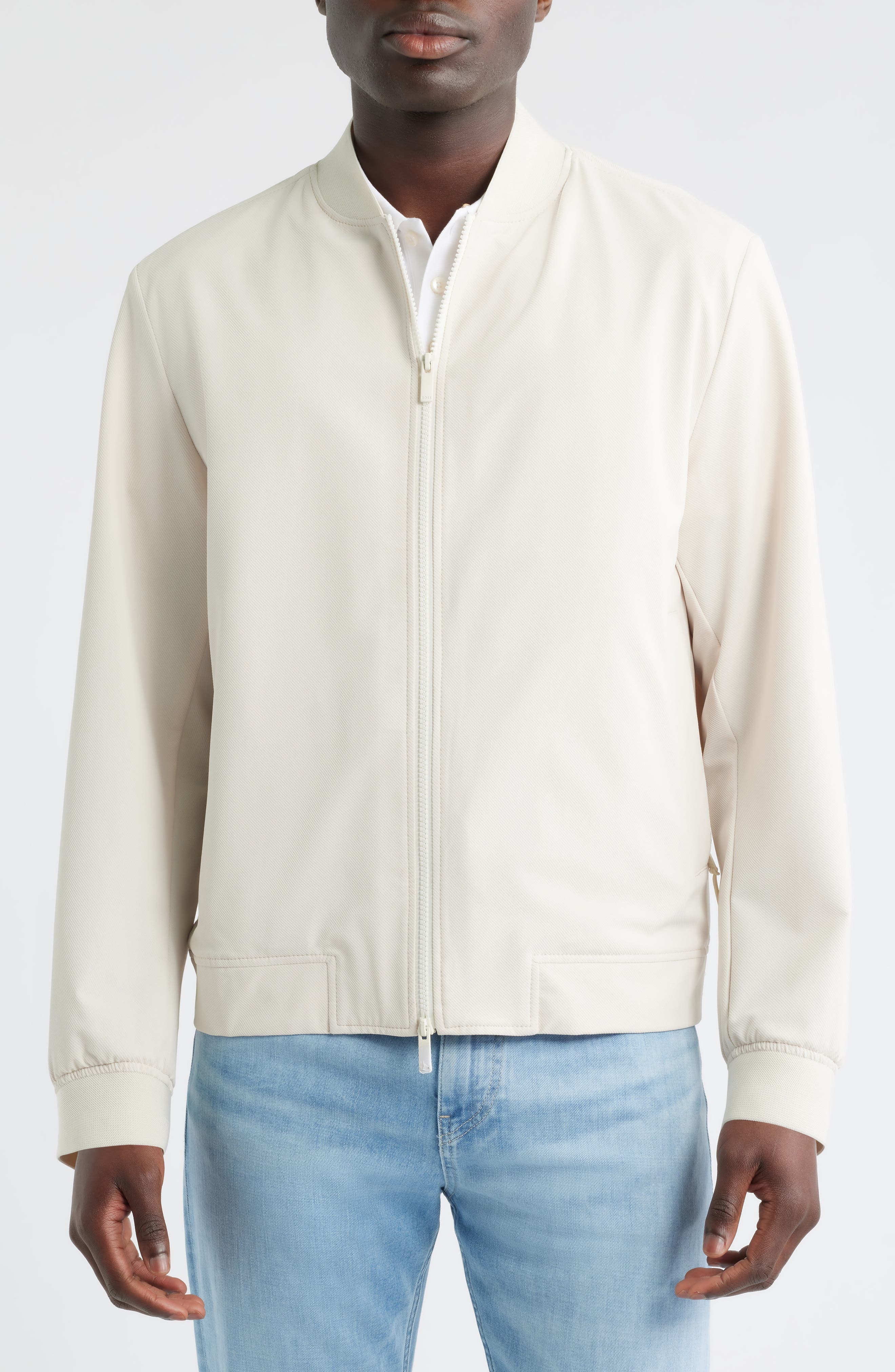 BOSS Hanry Slim Fit Bomber Jacket in Open White at Nordstrom - 4
