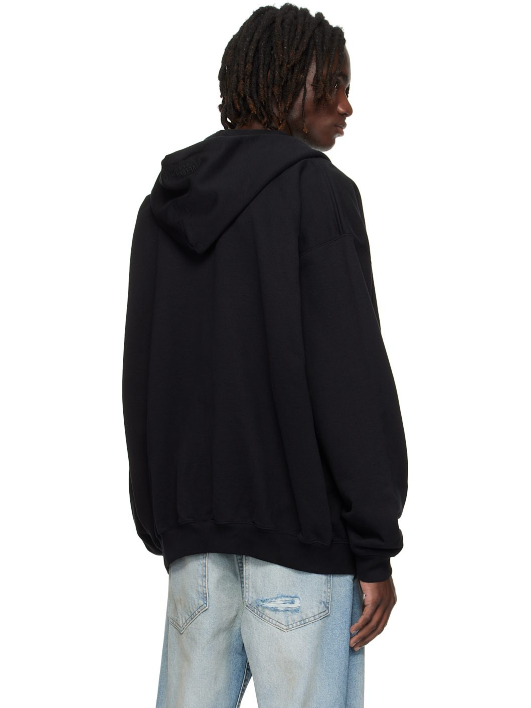 Black Logo Oversized Zip-Up Hoodie - 3