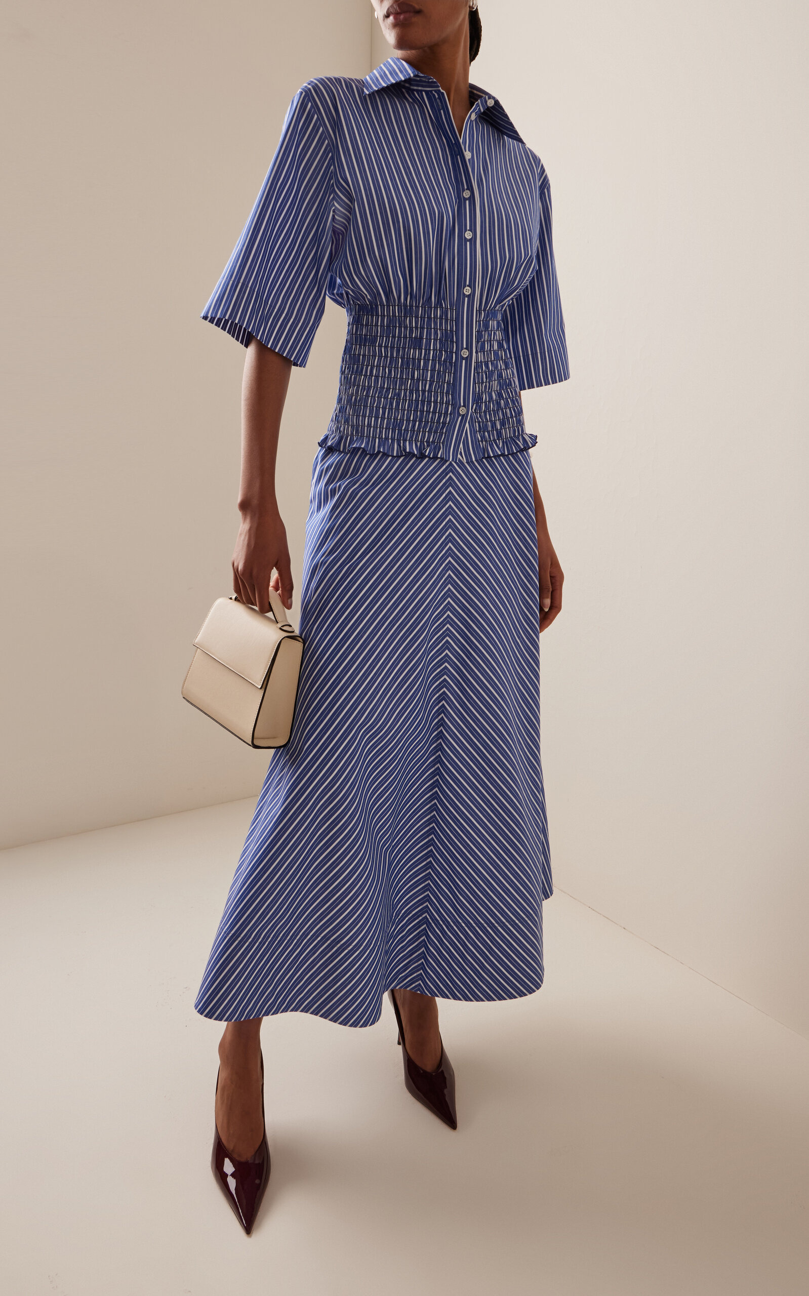 The Harte Smocked Pima Cotton Shirt stripe - 3