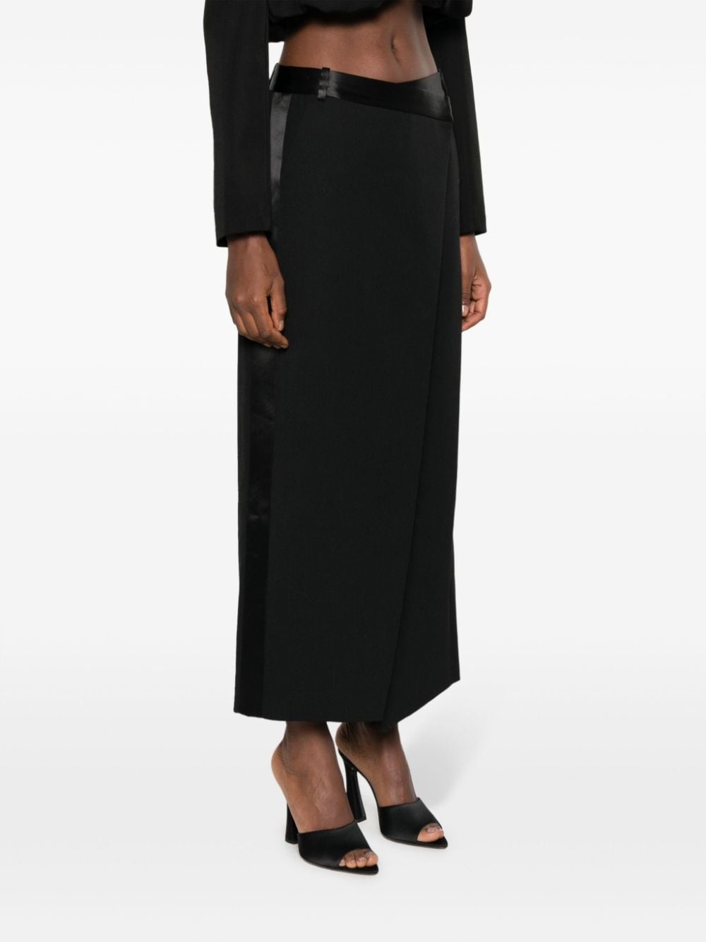 satin-belt wrap midi skirt - 3