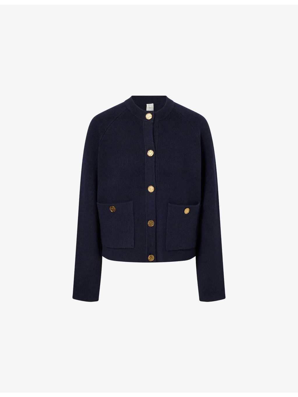 Hammered Round-Neck Stretch-Wool Blend Cardigan - 1