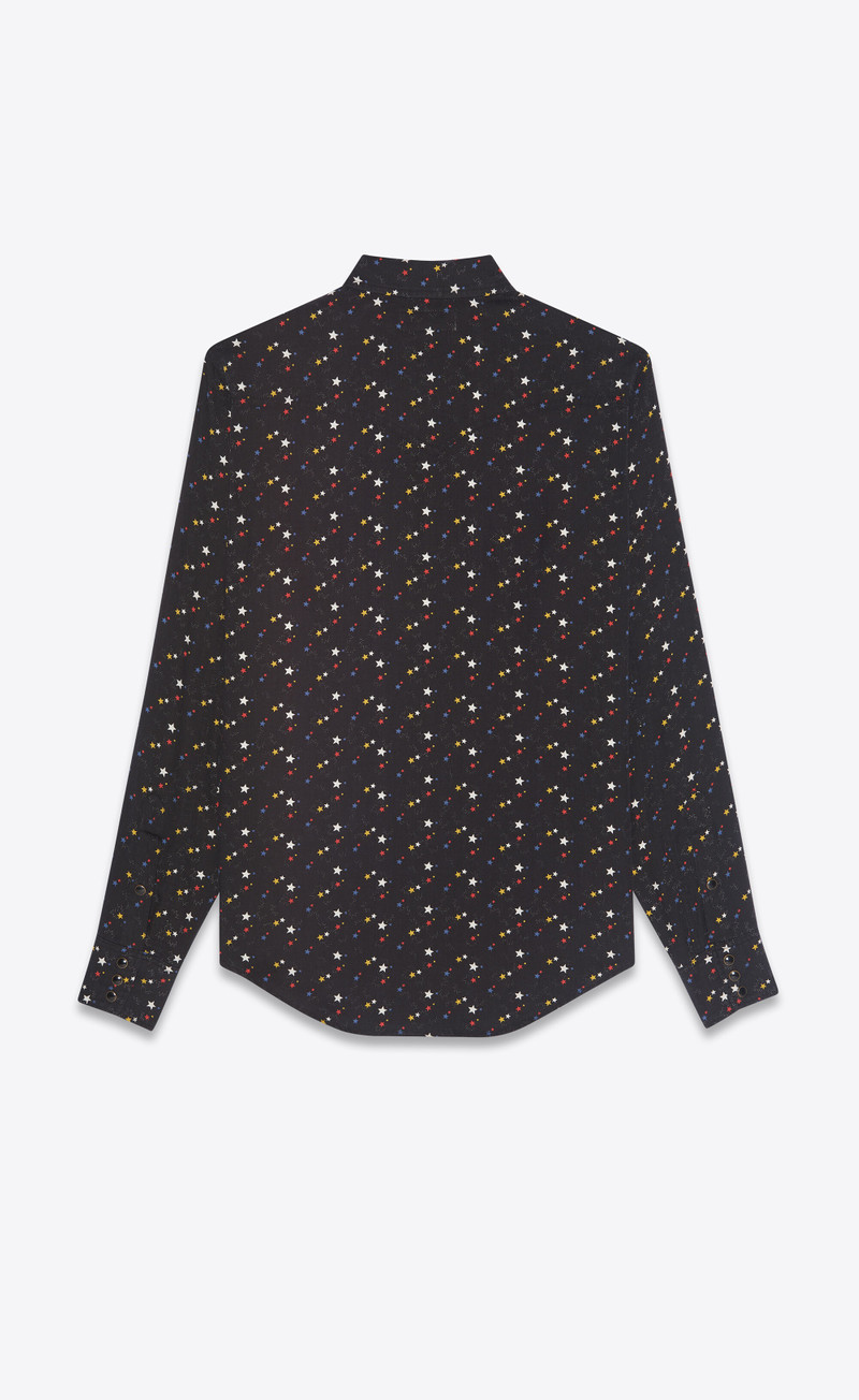 SAINT LAURENT classic western shirt in stars-print twill outlook