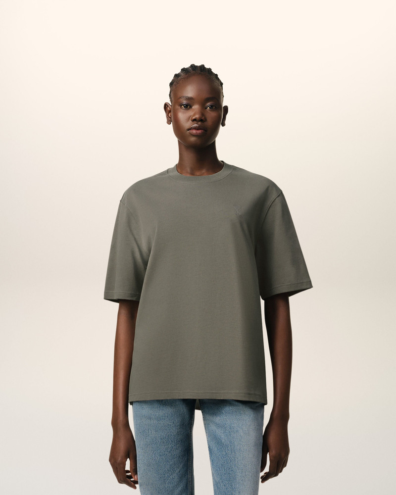 AMI Paris TAUPE COTTON TONAL AMI DE COEUR T-SHIRT outlook