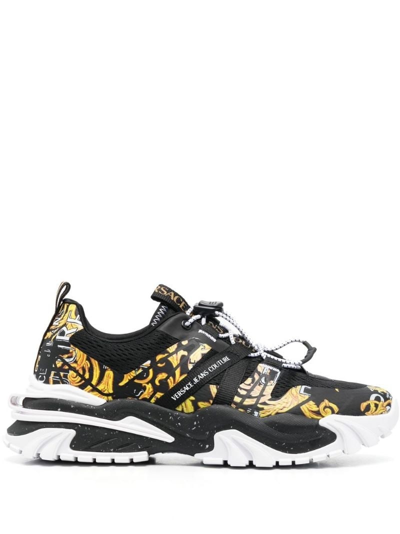 Barocco-print low-top sneakers - 1