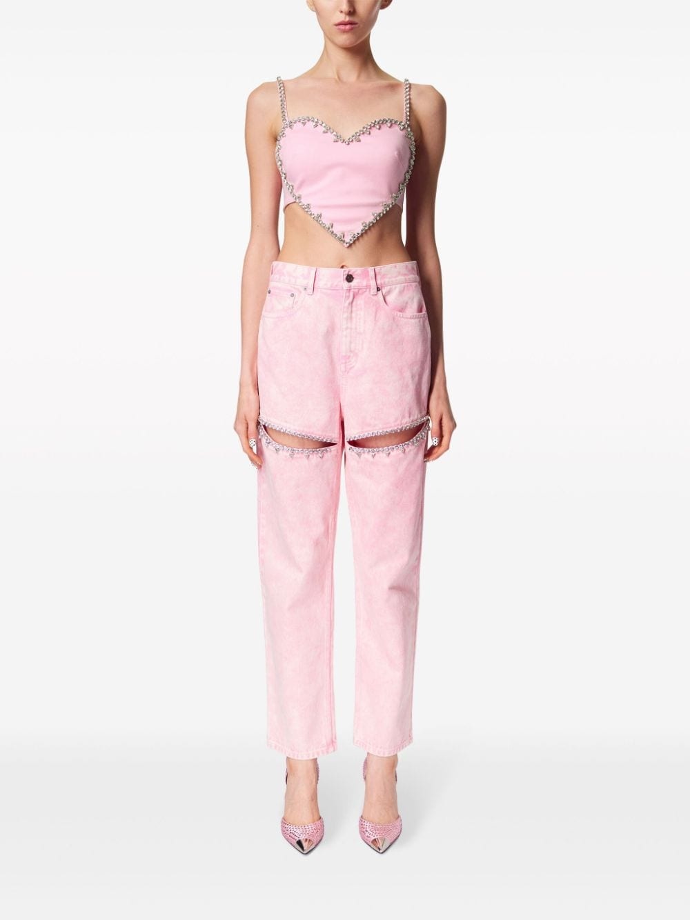 crystal-embellished high-rise straight-leg jeans - 3