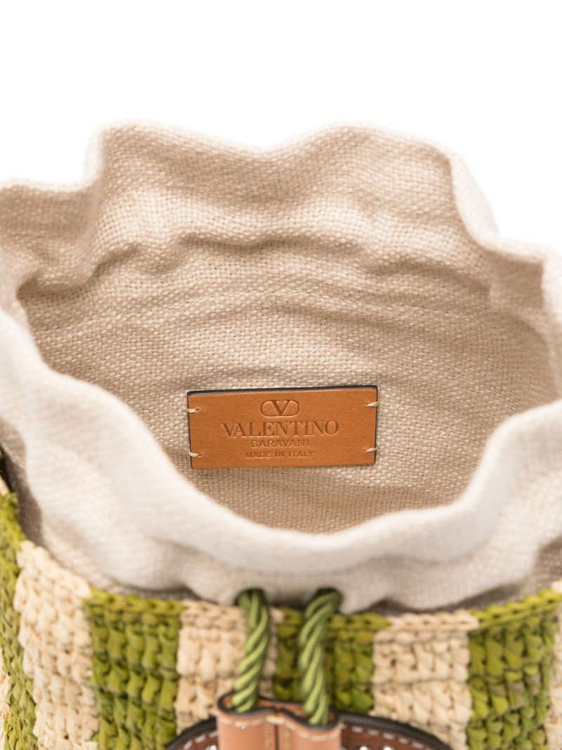 striped Vlogo raffia bucket bag 5