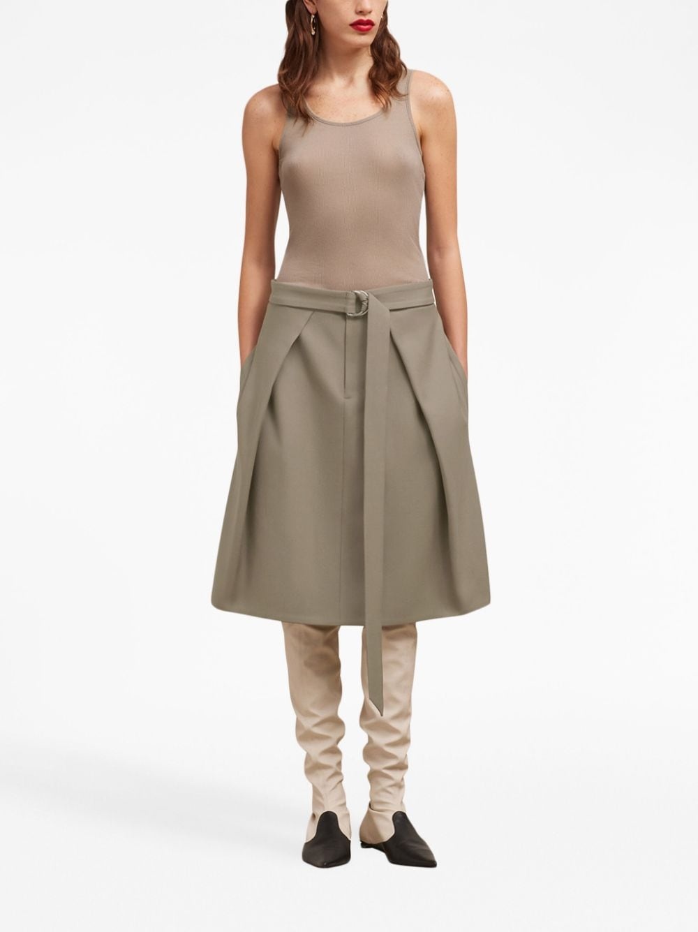 belted wool midi skirt - 2