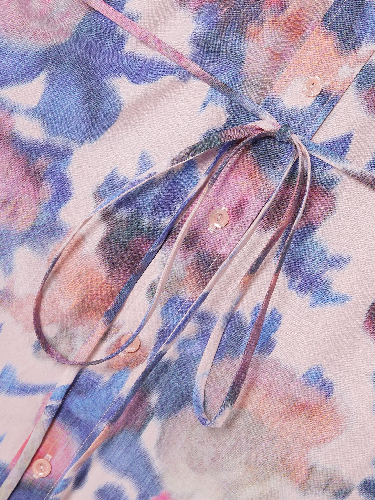 Belted floral-print cotton-poplin midi shirt dress Pink - 4