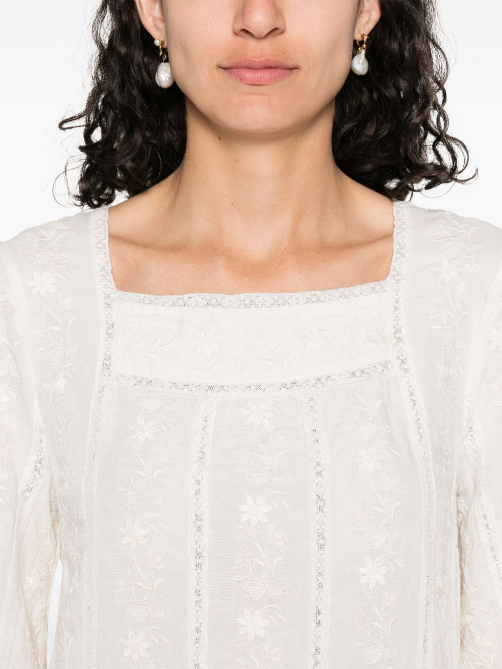 floral-embroidered mini dress - 5