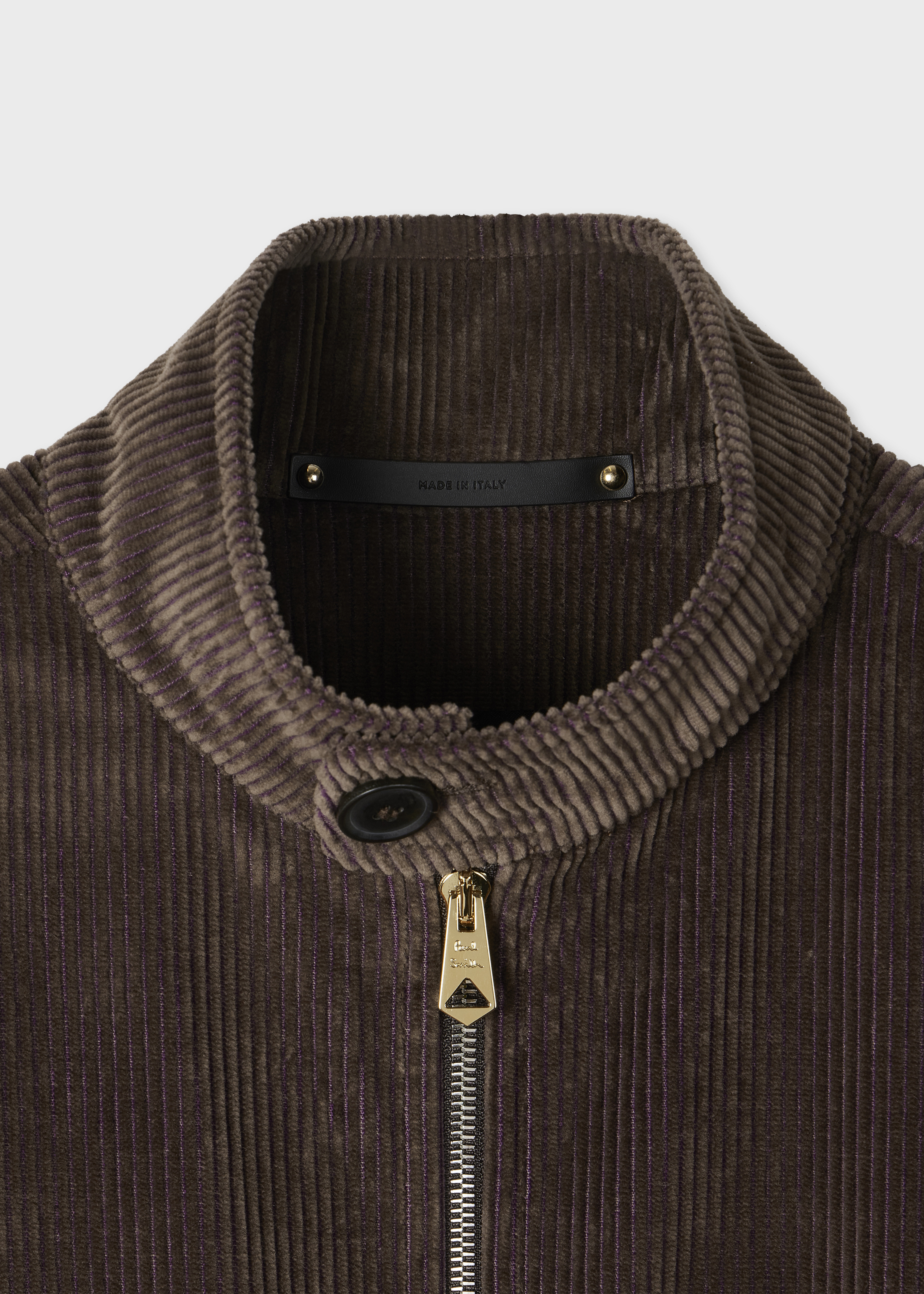 Purple and Brown Cotton Cord Bomber Jacket - 2