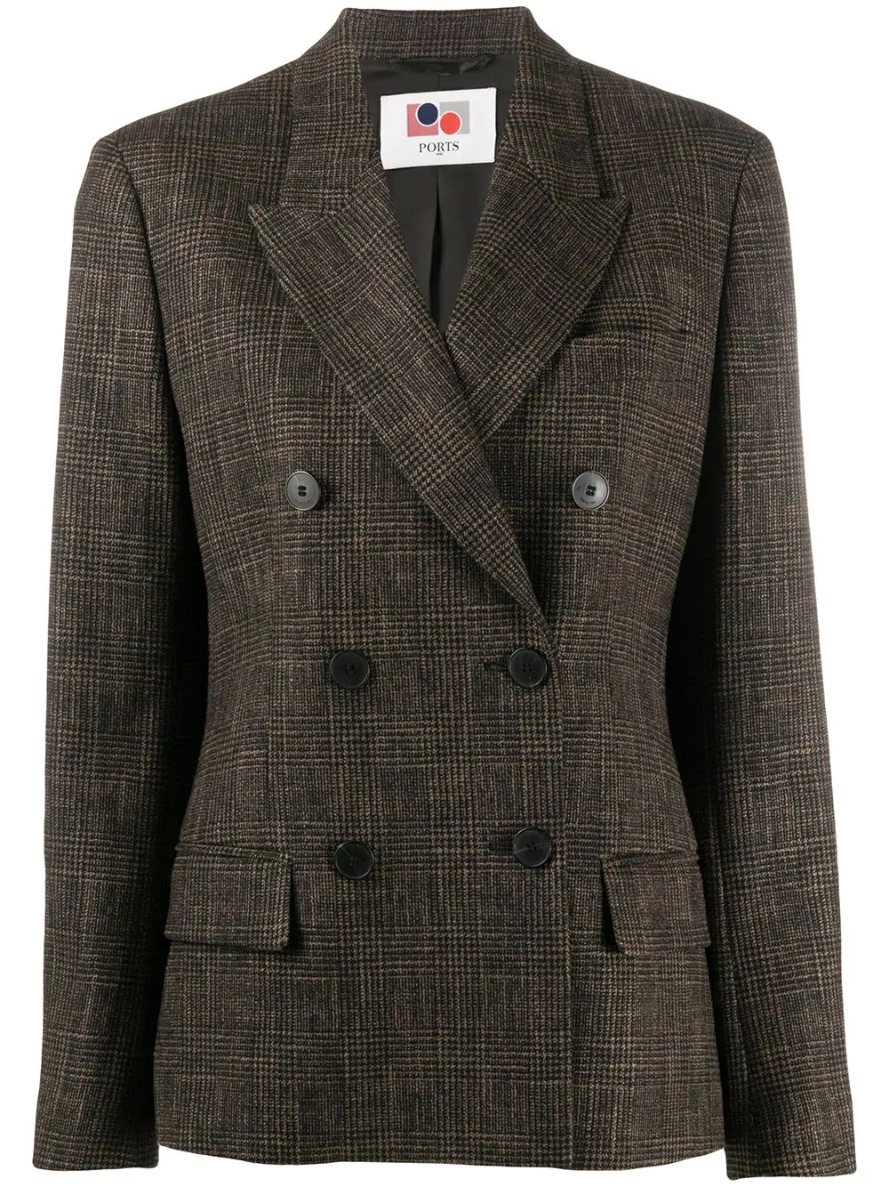 check patterned double-breasted blazer - 1