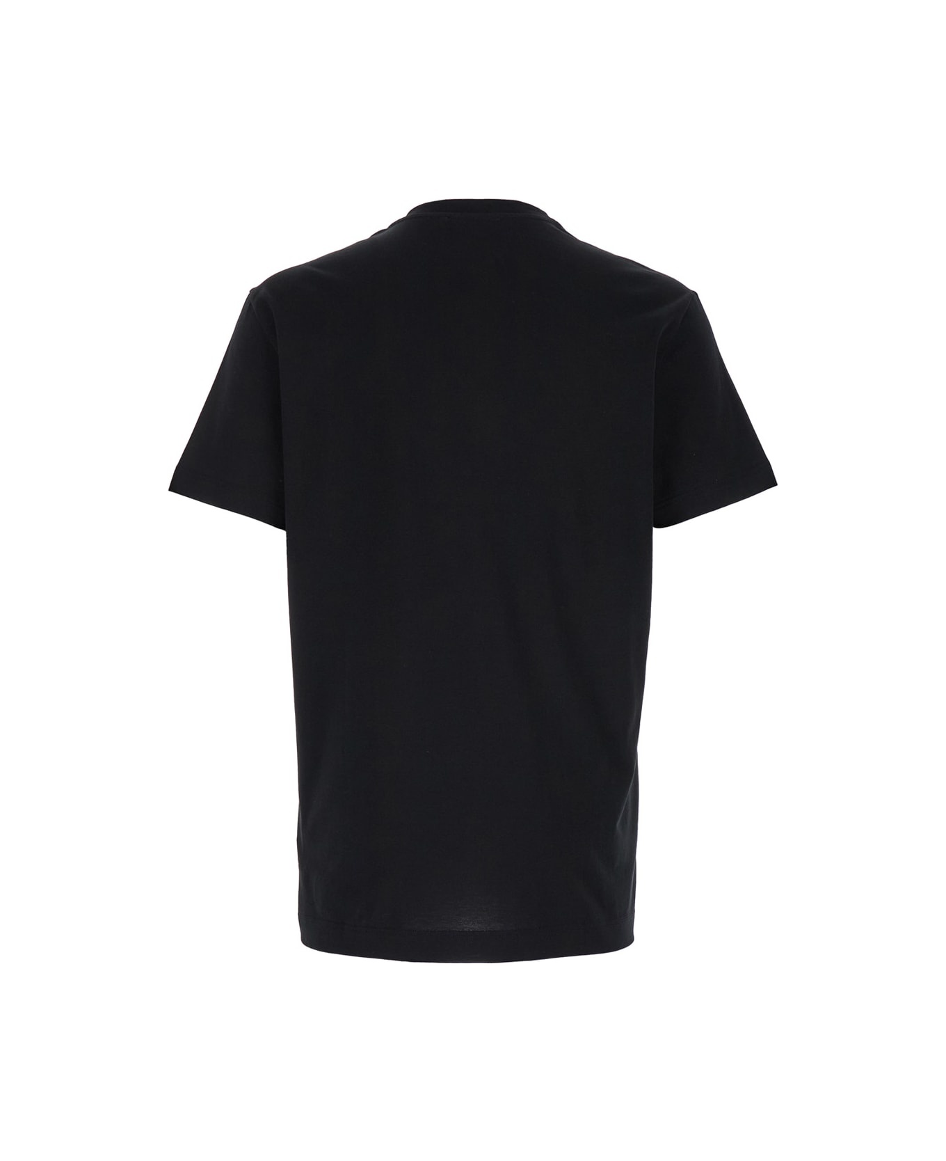 Black Crewneck T-shirt With Signature Logo In Cotton Man - 2