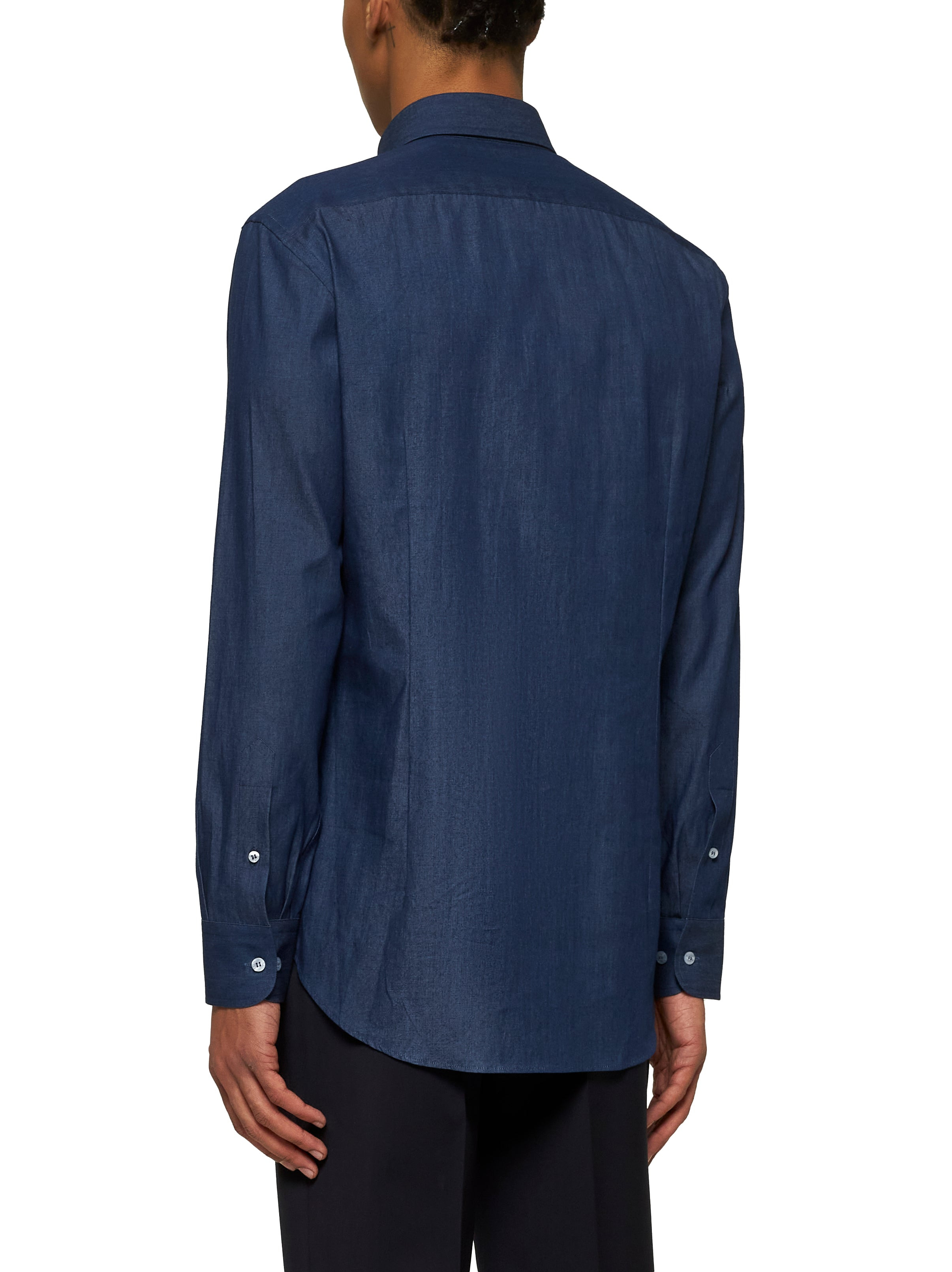 Blue Paisley print logo denim shirt - 4