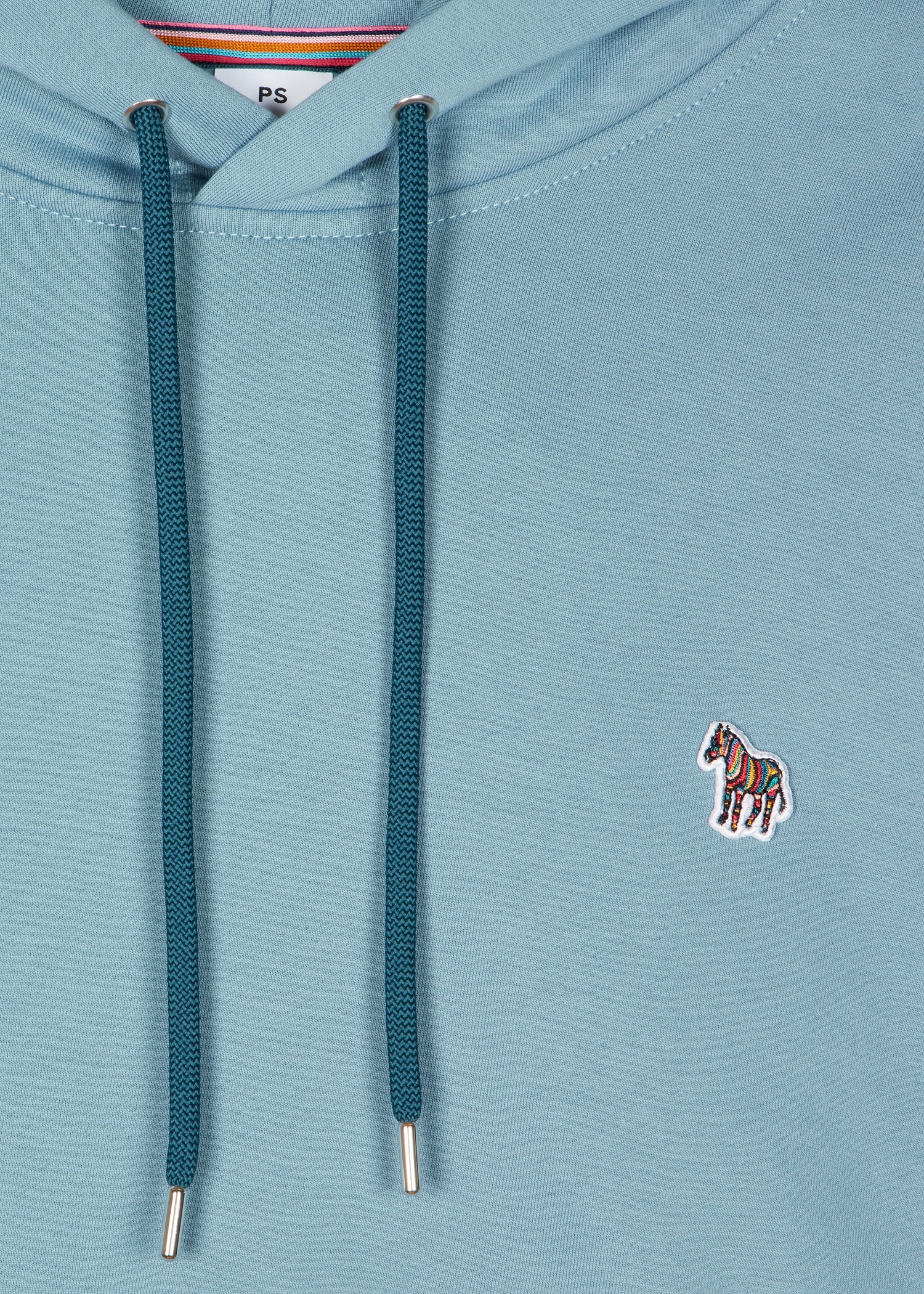 Women's Steel Blue Cotton Zebra Logo Hoodie - 2