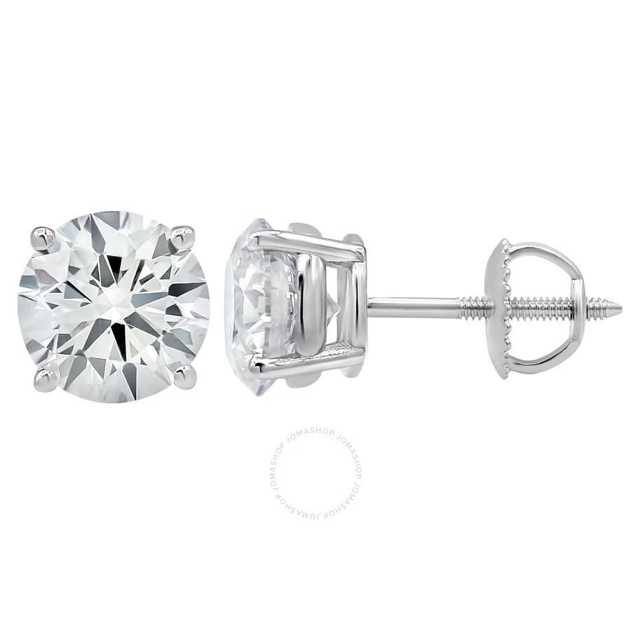 Brilliant Diamond - Brilliant Diamond 14KT White Gold 3.00 Carat Round Cut Lab Grown Diamond Stud Earrings for Women - 1