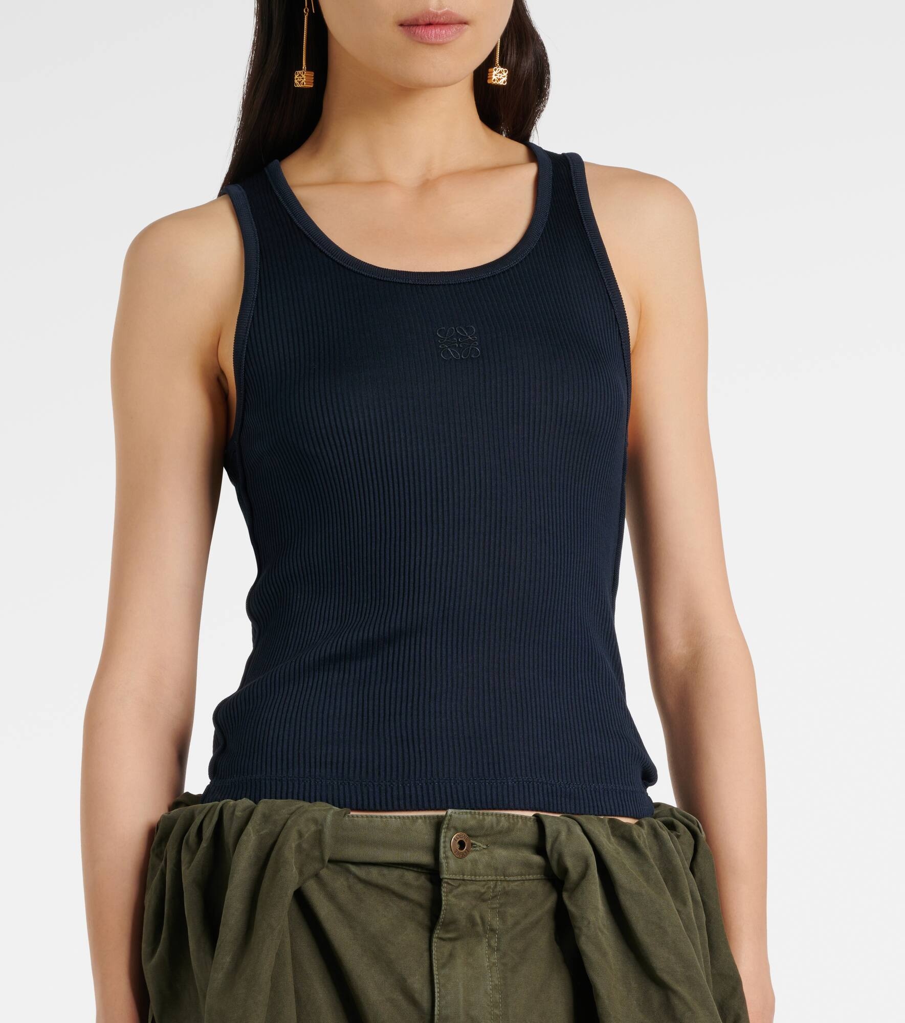 Anagram ribbed-knit silk jersey tank top - 4