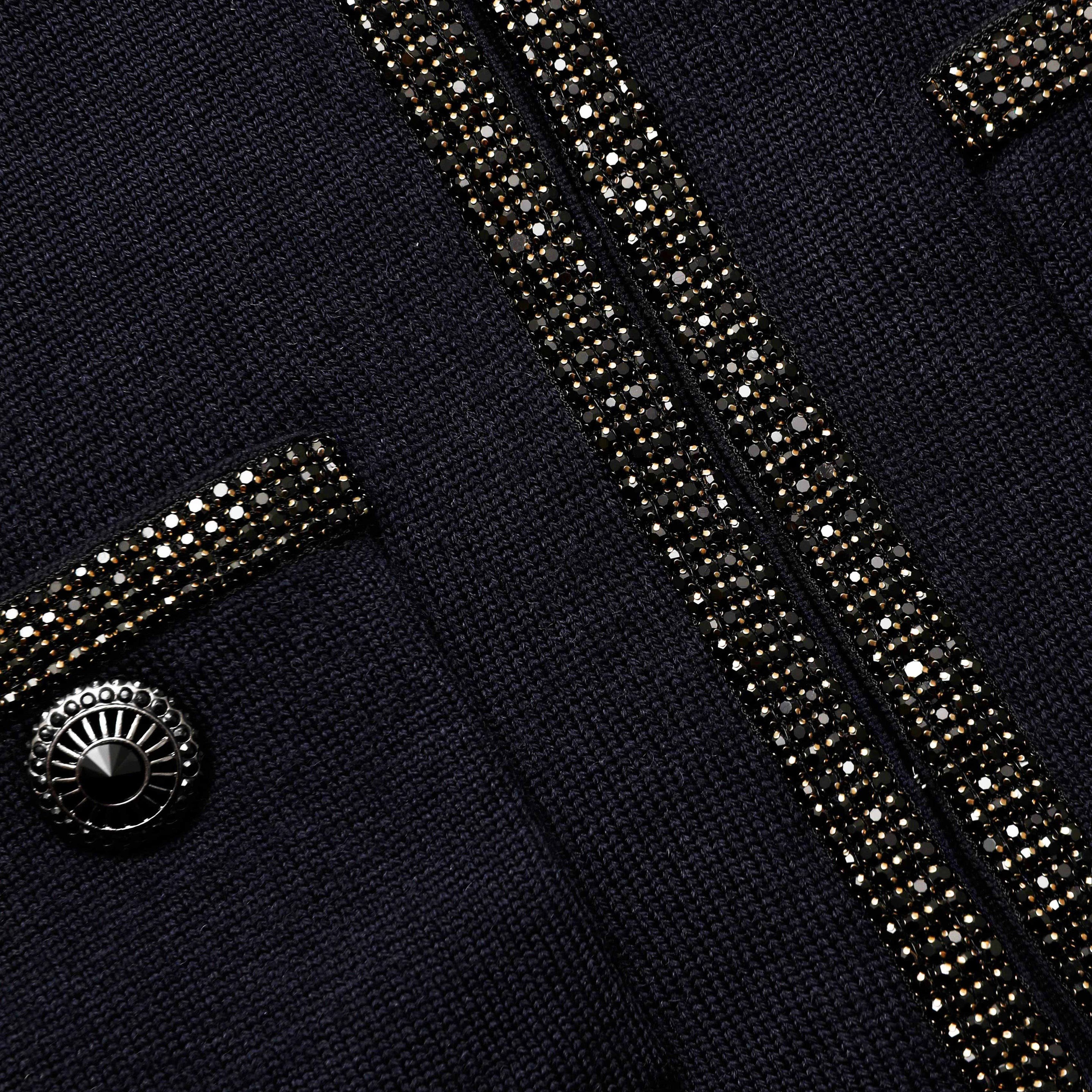 Navy Embellished Knit Cardigan - 5