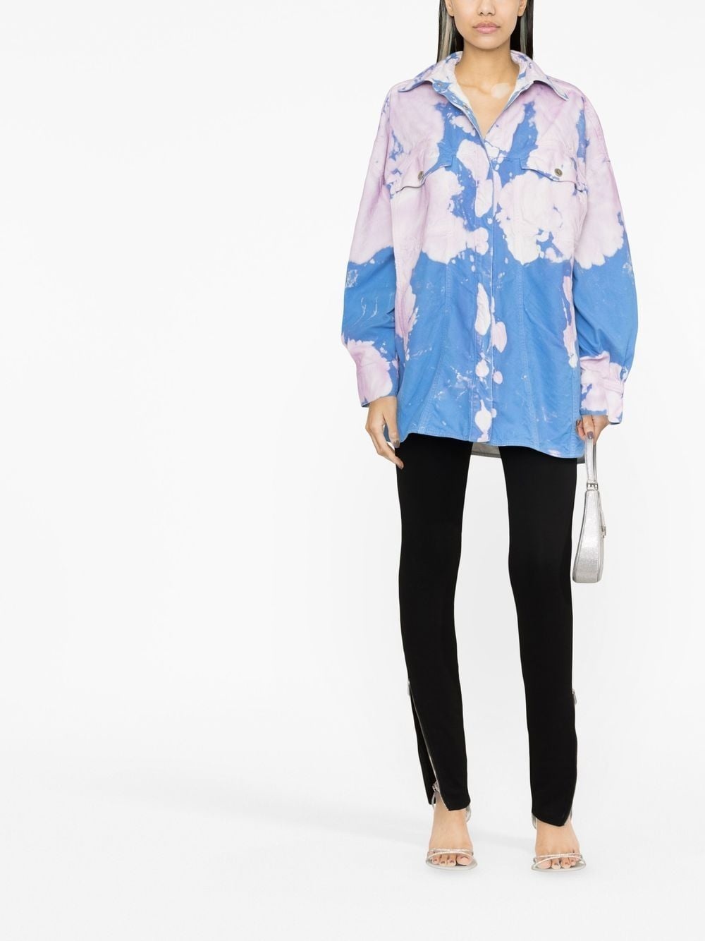 oversized bleached-effect shirt jacket - 4
