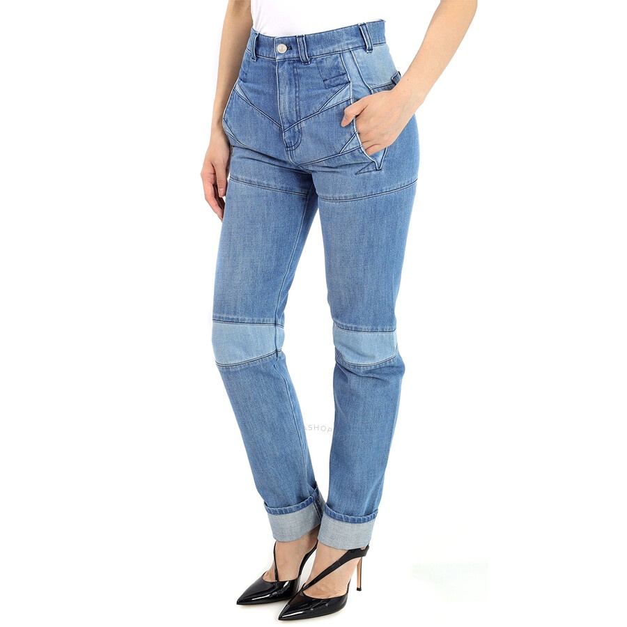 Kenzo Ladies Navy Blue Straight Faded Denim Jeans - 2