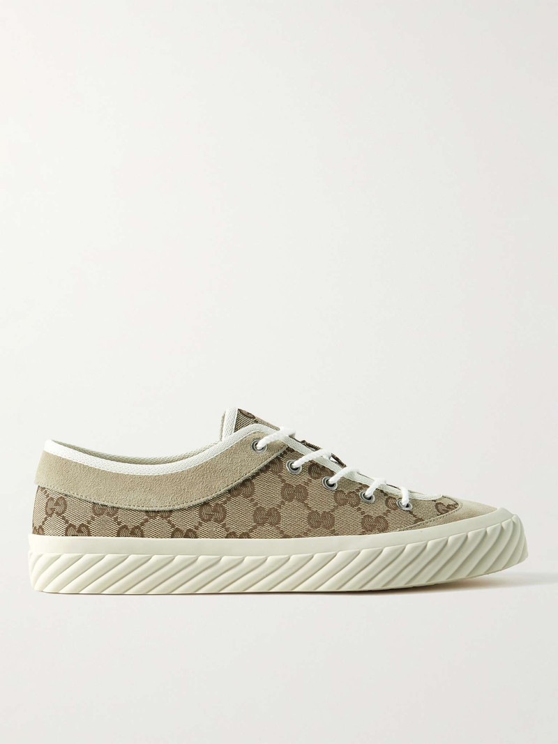 Twinsburg Suede-Trimmed Monogrammed Canvas Sneakers - 1