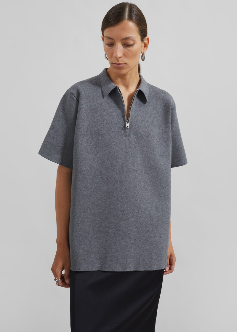 Riya Zip-Up Polo - Grey 8