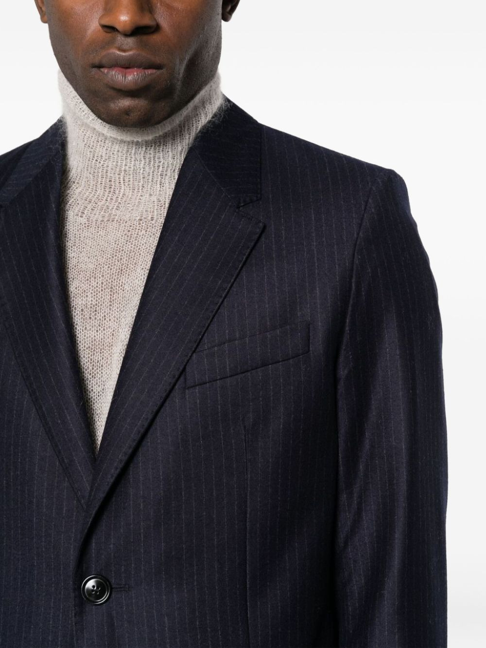 pinstriped single-breasted blazer - 5