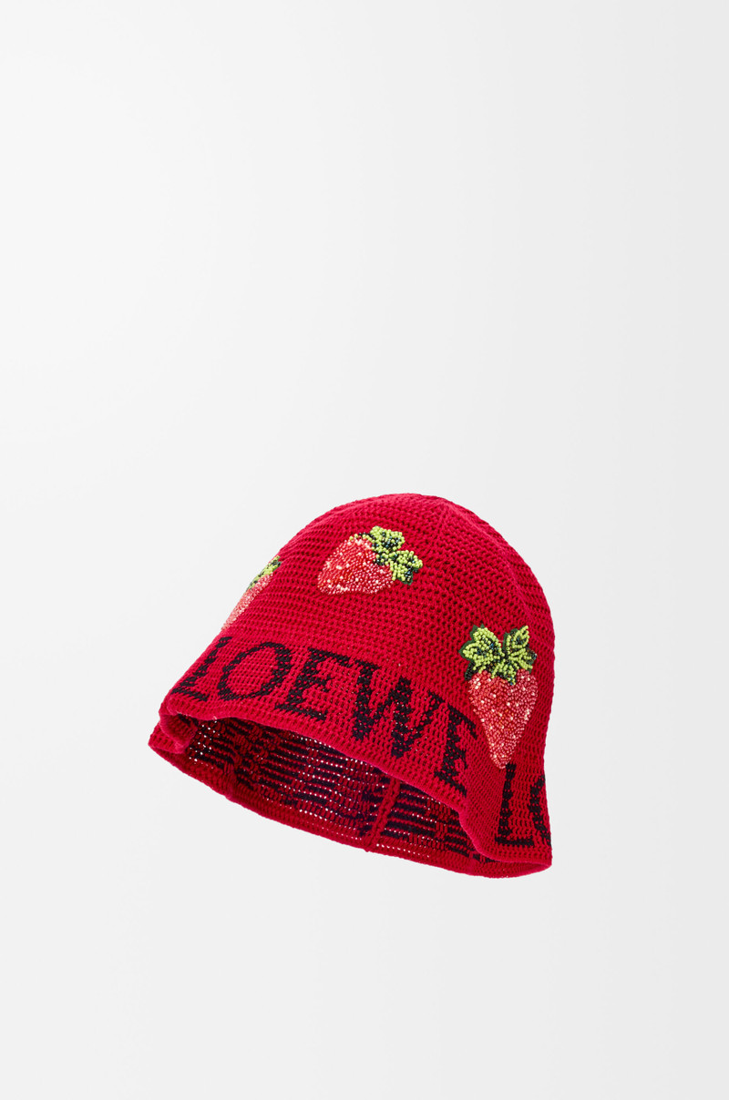 Loewe Strawberry bucket hat in cotton outlook